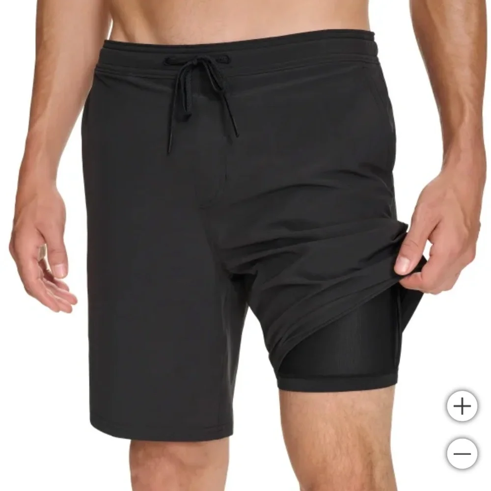 NEW Comfy Men’s Swim Trunks Shorts - Black (L/XL) 🌊 Built-In Liner & Quick Dry!